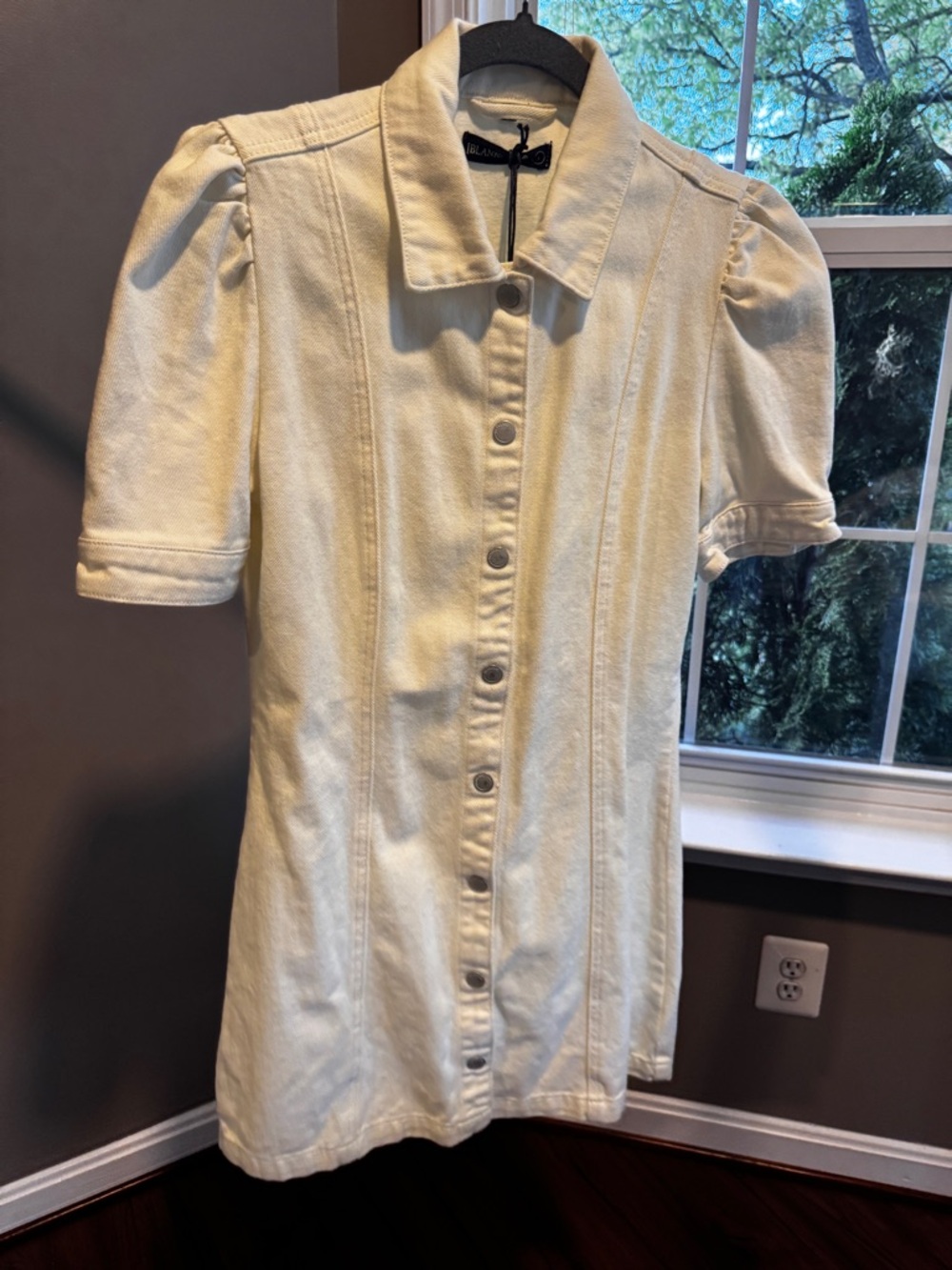 Blank NYC Cream Short-Sleeve Button Shirt